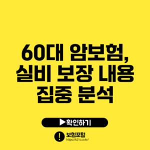 60대 암보험, 실비 보장 내용 집중 분석