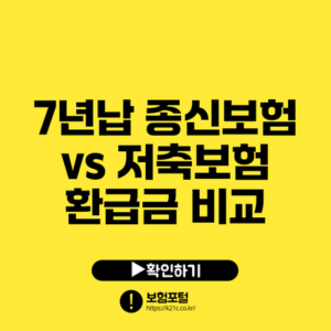 7년납 종신보험 vs 저축보험: 환급금 비교