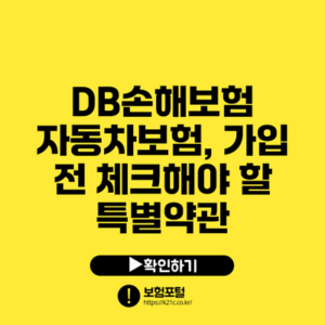 DB손해보험 자동차보험, 가입 전 체크해야 할 특별약관