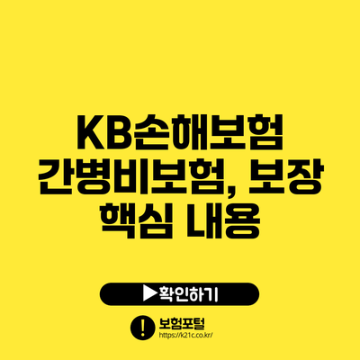 KB손해보험 간병비보험, 보장 핵심 내용