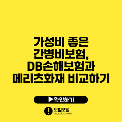 가성비 좋은 간병비보험, DB손해보험과 메리츠화재 비교하기