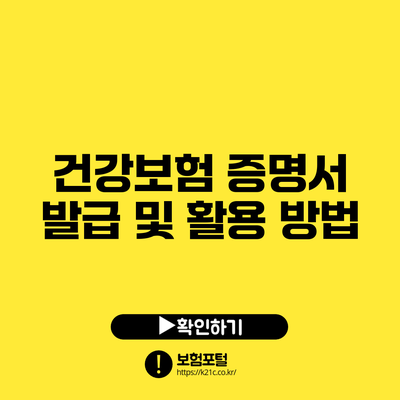 건강보험 증명서 발급 및 활용 방법