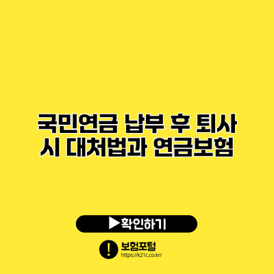 국민연금 납부 후 퇴사 시 대처법과 연금보험