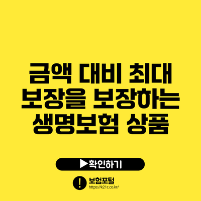 금액 대비 최대 보장을 보장하는 생명보험 상품