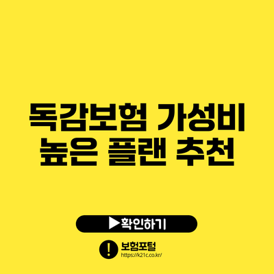 독감보험 가성비 높은 플랜 추천