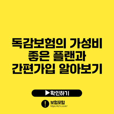 독감보험의 가성비 좋은 플랜과 간편가입 알아보기
