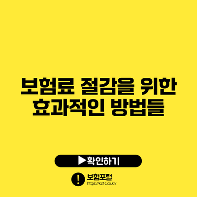 보험료 절감을 위한 효과적인 방법들