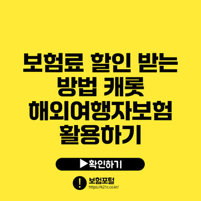 보험료 할인 받는 방법: 캐롯 해외여행자보험 활용하기