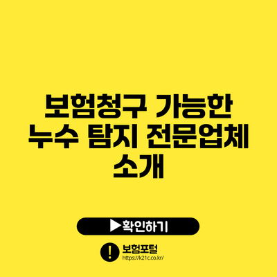 보험청구 가능한 누수 탐지 전문업체 소개