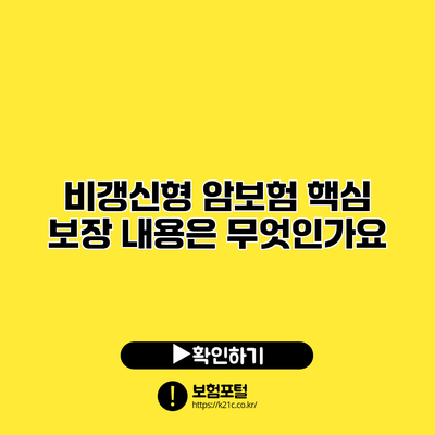 비갱신형 암보험 핵심 보장 내용은 무엇인가요?