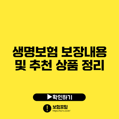 생명보험 보장내용 및 추천 상품 정리