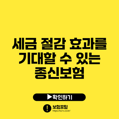 세금 절감 효과를 기대할 수 있는 종신보험