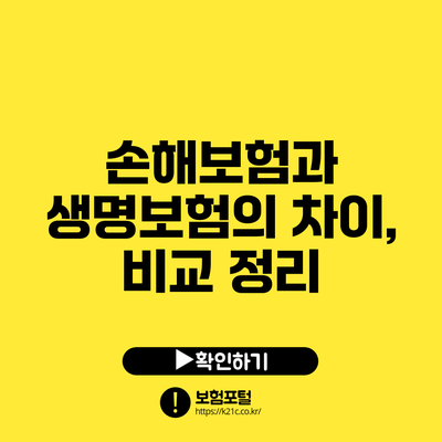 손해보험과 생명보험의 차이, 비교 정리