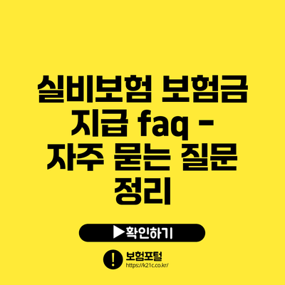 실비보험 보험금 지급 faq - 자주 묻는 질문 정리