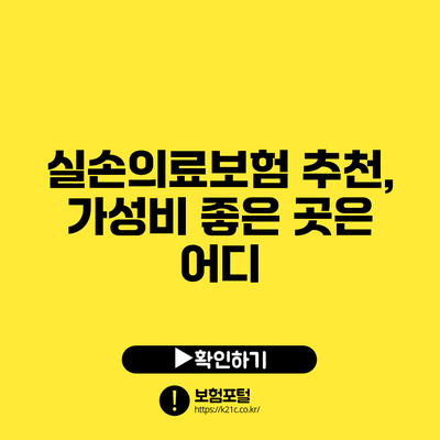 실손의료보험 추천, 가성비 좋은 곳은 어디?