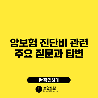 암보험 진단비 관련 주요 질문과 답변