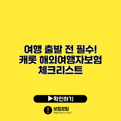 여행 출발 전 필수! 캐롯 해외여행자보험 체크리스트