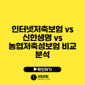 인터넷저축보험 vs 신한생명 vs 농협저축성보험 비교 분석