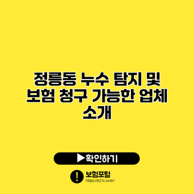 정릉동 누수 탐지 및 보험 청구 가능한 업체 소개