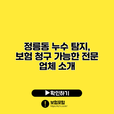 정릉동 누수 탐지, 보험 청구 가능한 전문 업체 소개