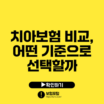 치아보험 비교, 어떤 기준으로 선택할까?