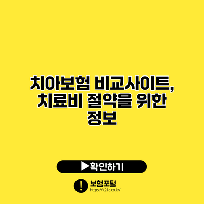 치아보험 비교사이트, 치료비 절약을 위한 정보