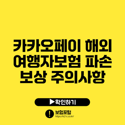 카카오페이 해외 여행자보험 파손 보상 주의사항