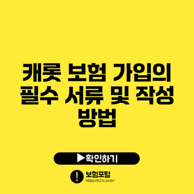 캐롯 보험 가입의 필수 서류 및 작성 방법