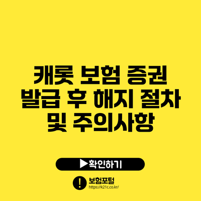 캐롯 보험 증권 발급 후 해지 절차 및 주의사항