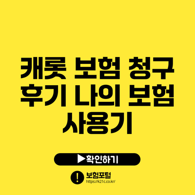 캐롯 보험 청구 후기: 나의 보험 사용기