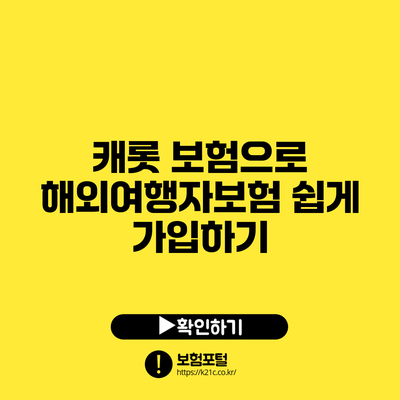 캐롯 보험으로 해외여행자보험 쉽게 가입하기