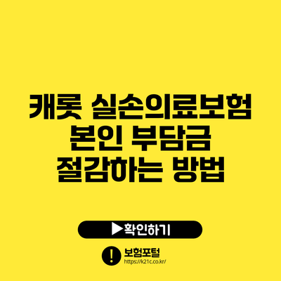 캐롯 실손의료보험: 본인 부담금 절감하는 방법