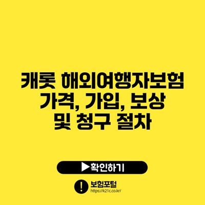 캐롯 해외여행자보험: 가격, 가입, 보상 및 청구 절차