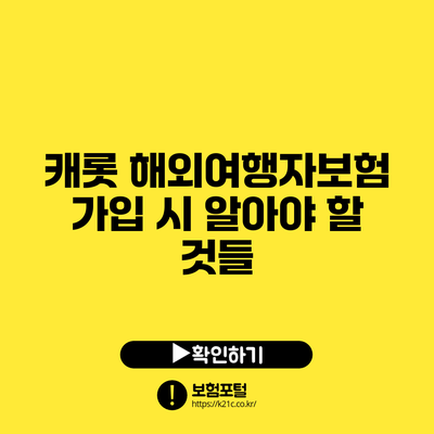 캐롯 해외여행자보험 가입 시 알아야 할 것들