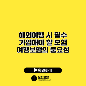 해외여행 시 필수 가입해야 할 보험: 여행보험의 중요성