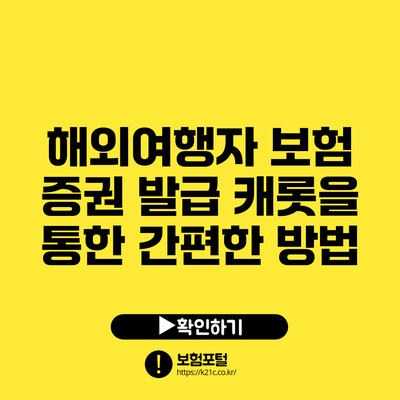 해외여행자 보험 증권 발급: 캐롯을 통한 간편한 방법