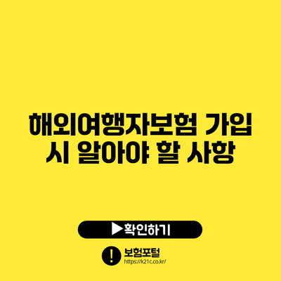 해외여행자보험 가입 시 알아야 할 사항