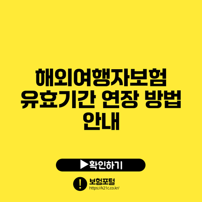 해외여행자보험 유효기간 연장 방법 안내