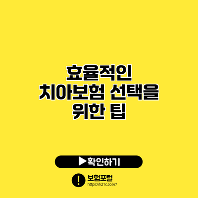 효율적인 치아보험 선택을 위한 팁