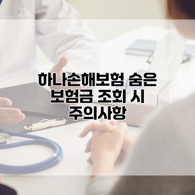 하나손해보험 숨은 보험금 조회 시 주의사항